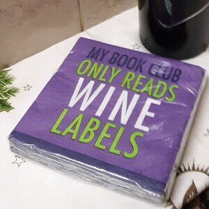 SF Wine Lovers Book Readers Party Beverage Napkins 20 Count 3 Ply New Package